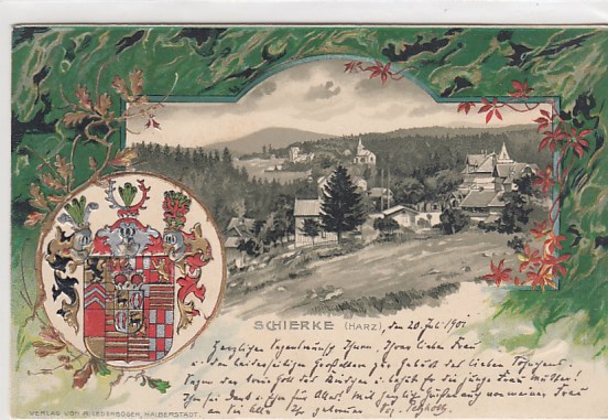 Schierke Harz Wappen Prägekarte 1901