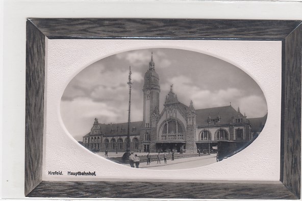 Krefeld Bahnhof Prägekarte 1917