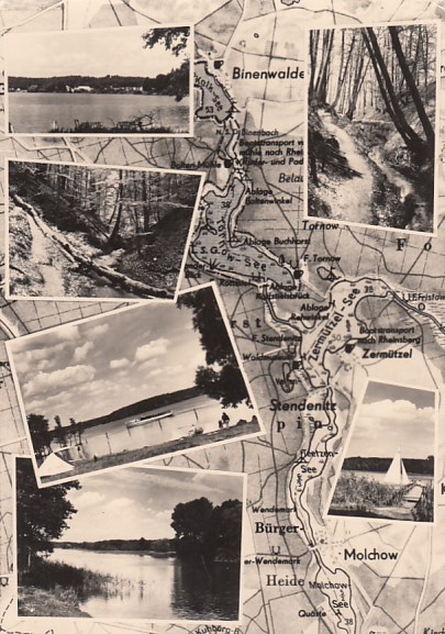 Postkarte als Landkarte Binenwalde Zermützel Molchow Tornow Bürger-Heide