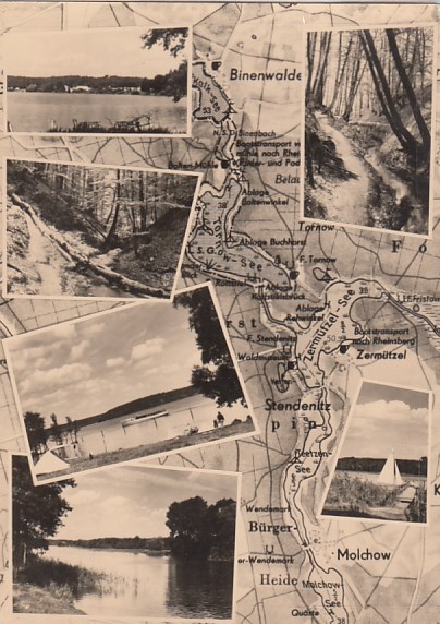 Postkarte als Landkarte Binenwalde Zermützel Molchow Tornow Bürger-Heide