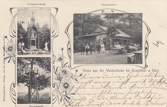 Waldschenke bei Ermsleben in Sachsen-Anhalt mit Kriegerdenkmal 1907