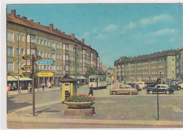 Dessau Straße der DSF mit Strassenbahn 1963