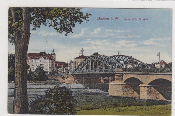 Minden in Westfalen  Neue Weserbrücke 1917