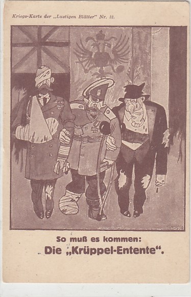 Propaganda 1.WK Karikaturen Die Krüppel-Entente 1914