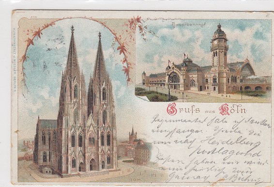 Köln am Rhein Litho Ansichtskarte von 1898 Köln am Rhein Litho Ansichtskarte von 1898