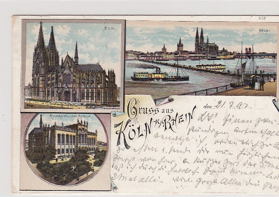 Köln am Rhein Litho Ansichtskarte von 1897 Köln am Rhein Litho Ansichtskarte von 1897