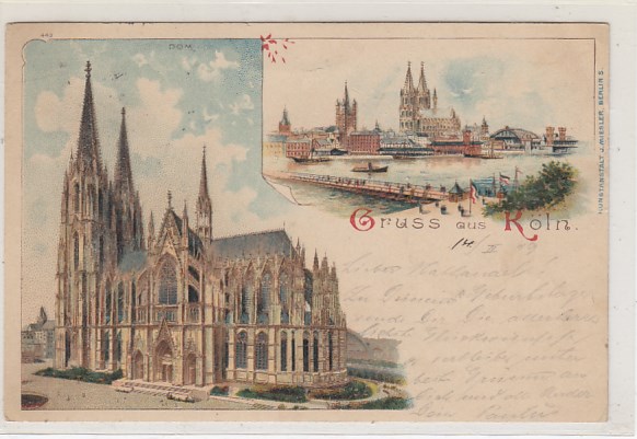 Köln am Rhein Litho Ansichtskarte 1900 Köln am Rhein Litho Ansichtskarte 1900