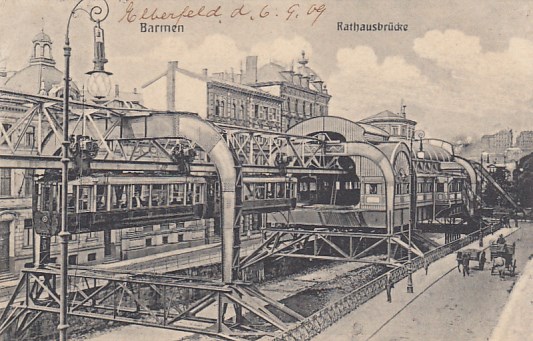 Barmen Wuppertal Hochbahn Bahnhof Rathausbrücke 1909