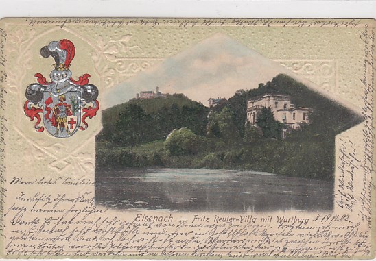 Eisenach Reutervilla Wappen Prägekarte von 1902
