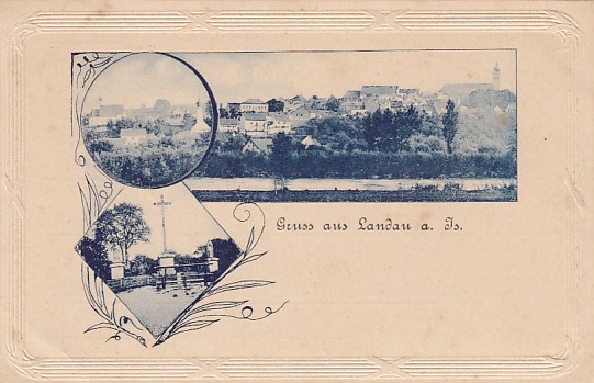 Landau an der Isar Bayern ca 1900 Prägekarte