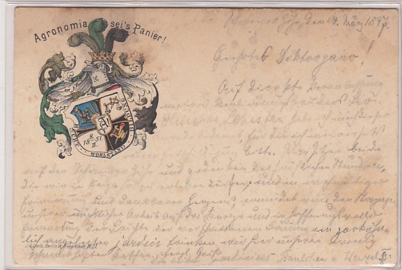 Jena Studenten Studentika Wappen Karte Agronomia 1897