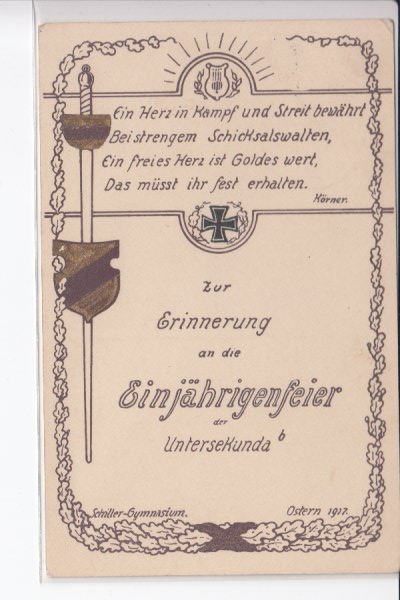 alte Ansichtskarte Leipzig Anlaß Untersekunda Studenten Ostern 1917 Studentika alte Ansichtskarte Leipzig Anlaß Untersekunda Studenten Ostern 1917 Studentika