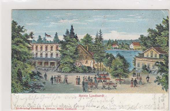 Naunhof bei Leipzig Mühle Lindhardt Prägekarte mit Relief 1906