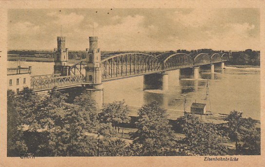 Thorn Eisenbahnbrücke Ostpreussen Feldpoststempel 1919