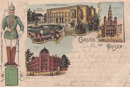 Posen Poznan Polen 1902 Litho Ansichtskarte Militär Stempel Truppenübungsplatz