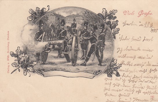 Militär Kanone  Kaserne Patriotische AK aus Breslau Schlesien 1900