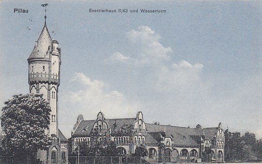 Pillau Ostpreussen Exerzierhaus und Wasserturm 1916