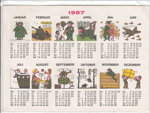Kalender Ansichtskarte Jagdmotive Jäger 1987 Kalender Ansichtskarte Jagdmotive Jäger 1987