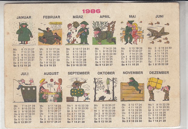 Kalender Ansichtskarte Jagdmotive Jäger 1986 Kalender Ansichtskarte Jagdmotive Jäger 1986