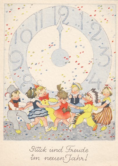 alte Glückwunsch Ansichtskarte zum Neujahr