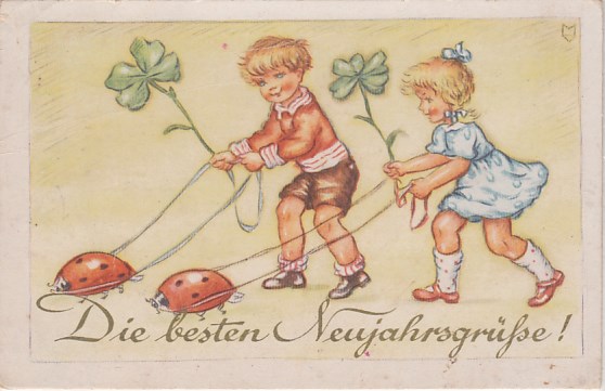 alte Glückwunsch Ansichtskarte zum Neujahr