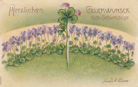 alte Glückwunsch Ansichtskarte Geburtstag Prägekarte 1907