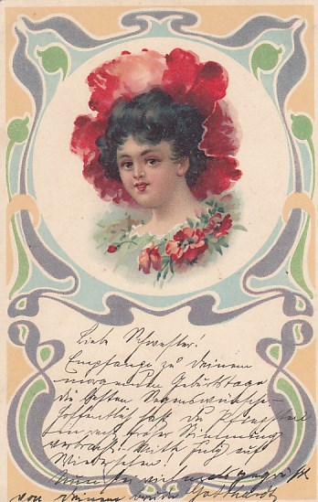 alte Glückwunsch Ansichtskarte Frauen Jugendstil AK 1903