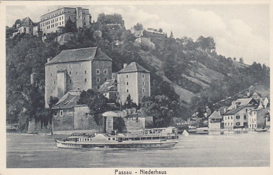 Passau Niederhaus mit Raddampfer ca 1920