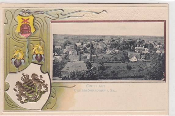 Großröhrsdorf Grossröhrsdorf Wappen Prägekarte von ca 1900