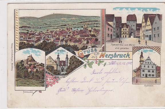 Hersbruck Litho Ansichtskarte von 1900 Hersbruck Litho Ansichtskarte von 1900