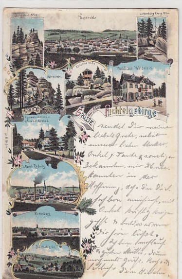 Wunsiedel Marktredwitz Fichtelberg Bischofsgrün Kösseina Fichtelgebirge Litho Ansichtskarte 1898 Wunsiedel Marktredwitz Fichtelberg Bischofsgrün Kösseina Fichtelgebirge Litho Ansichtskarte 1898