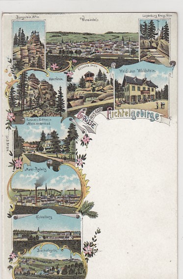 Wunsiedel Marktredwitz Fichtelberg Bischofsgrün Kösseina Fichtelgebirge Litho Ansichtskarte Wunsiedel Marktredwitz Fichtelberg Bischofsgrün Kösseina Fichtelgebirge Litho Ansichtskarte