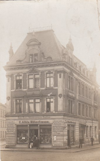 Oelsnitz im Vogtland Laden Geschäft C. Albin Hübschmann Foto Karte 1913