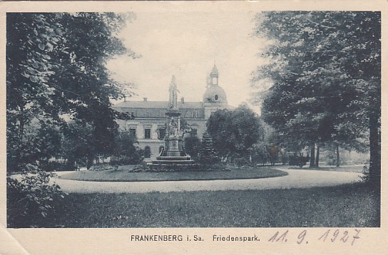 Frankenberg in Sachsen Friedenspark Denkmal 1927