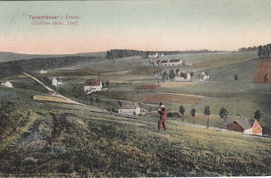 Tellerhäuser im Erzgebirge Rückseite Werbung Gasthaus Schneider 1908