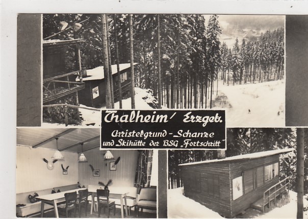 Thalheim Erzgebirge in Sachsen Christelgrund Skischanze Skihütte 1973