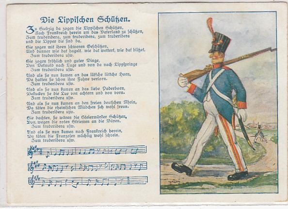 Militär vor dem 1.WK Lippe Die Lippischen Schützen Liederkarte Musik Militär vor dem 1.WK Lippe Die Lippischen Schützen Liederkarte Musik