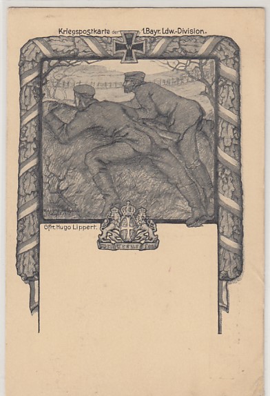 Militär 1. WK Künstlerkarte Hugo Lippert Bayern Landwehr Division Militär 1. WK Künstlerkarte Hugo Lippert Bayern Landwehr Division