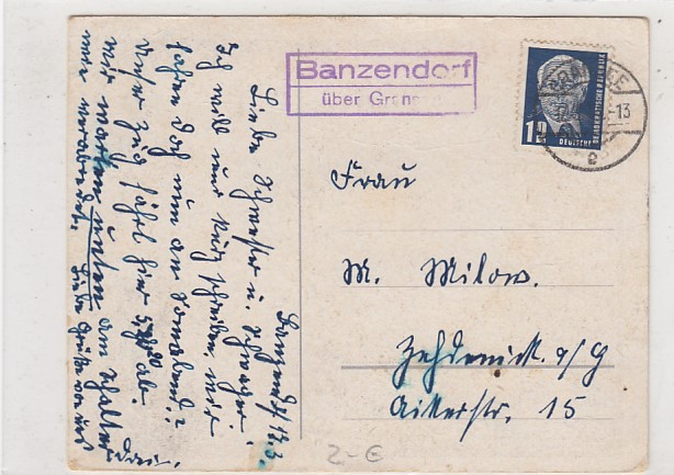 Ansichtskarte mit Landpoststempel Banzendorf Gransee