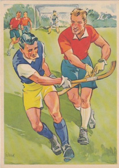 Werbung Reklame Indanthren Mode Kleidung Künstlerkarte sport Hokey Werbung Reklame Indanthren Mode Kleidung Künstlerkarte sport Hokey