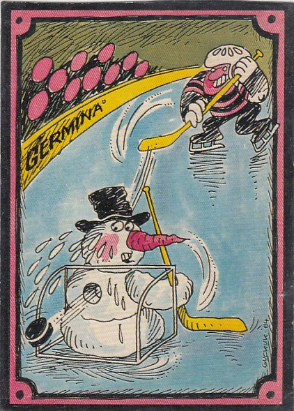 Werbung Reklame Germina Wintersportgeräte Eishokey Schneemann Werbung Reklame Germina Wintersportgeräte Eishokey Schneemann