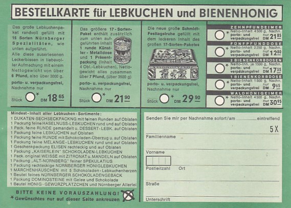 Werbung Reklame Lebkuchen und Bienenhonig Nürnberg Werbung Reklame Lebkuchen und Bienenhonig Nürnberg