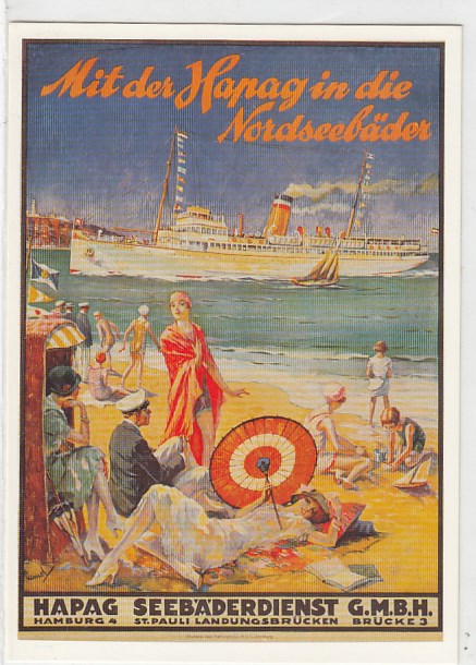 Ozeandampfer AK Nachdruck Plakatsammlung Nordsee Fährschiffe