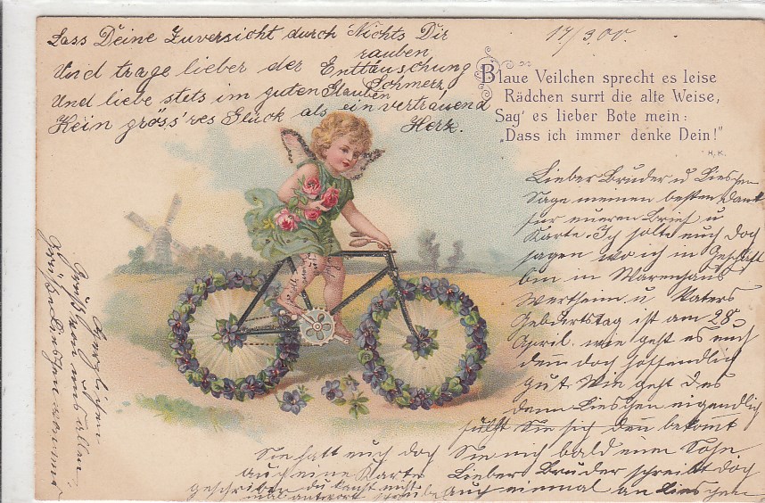 Ansichtskarten mit Sprüchen Spruch Thema Liebe Fahrrad 1901