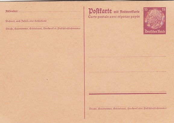 Privatganzsache Deutsches Reich 15 Pfennig