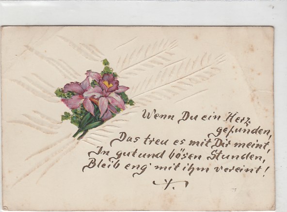 Prägekarte AK mit Relief Blumen