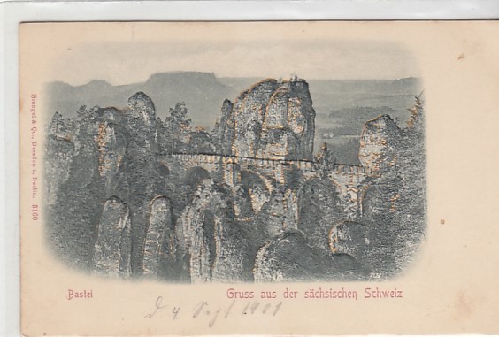 Prägekarte AK mit Relief Sächsische-Schweiz Bastei Lohmen ca 1900